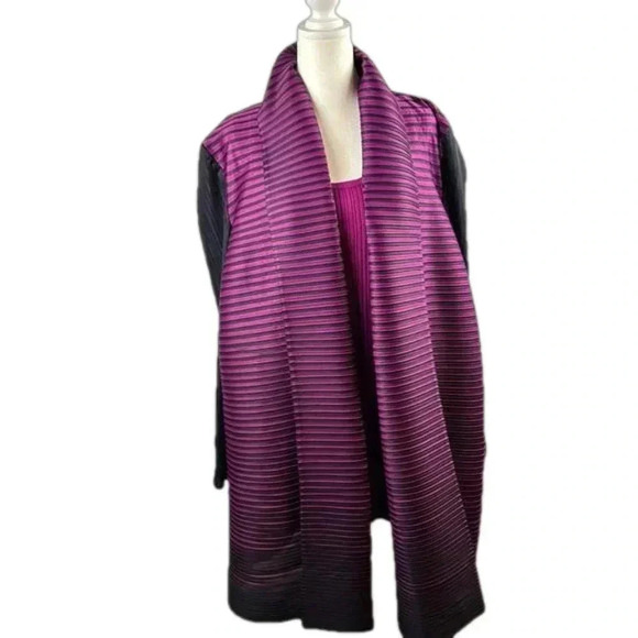 CHICOS PURPLE MAGENTA AND BLACK COWL COLLAR JACKET AND TANK TOP NWOT - Picture 1 of 8